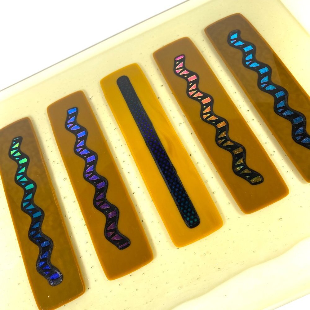 1970's Cream Fused Dichroic Art Glass Wall Art